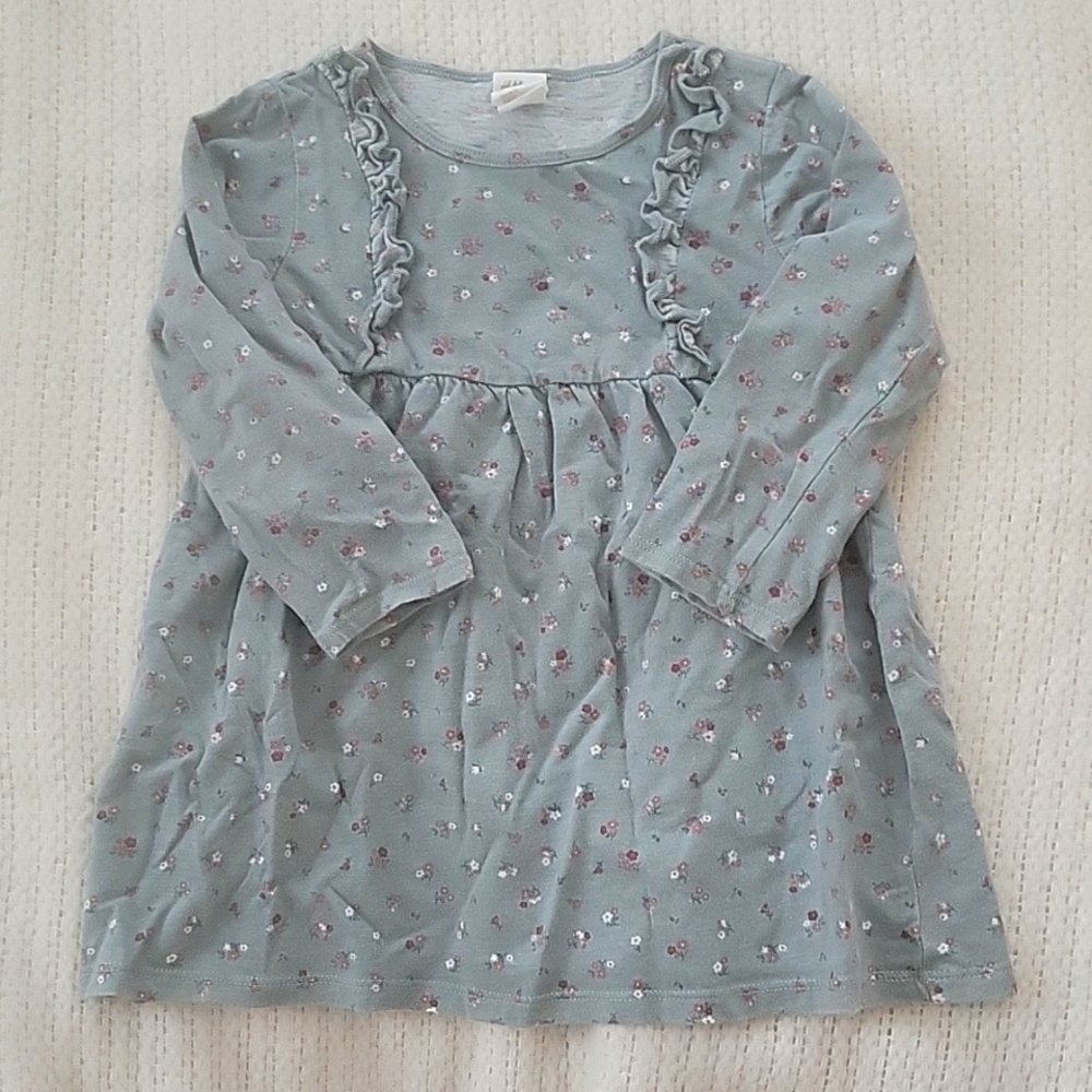 H&M blue floral print dress 12-18m